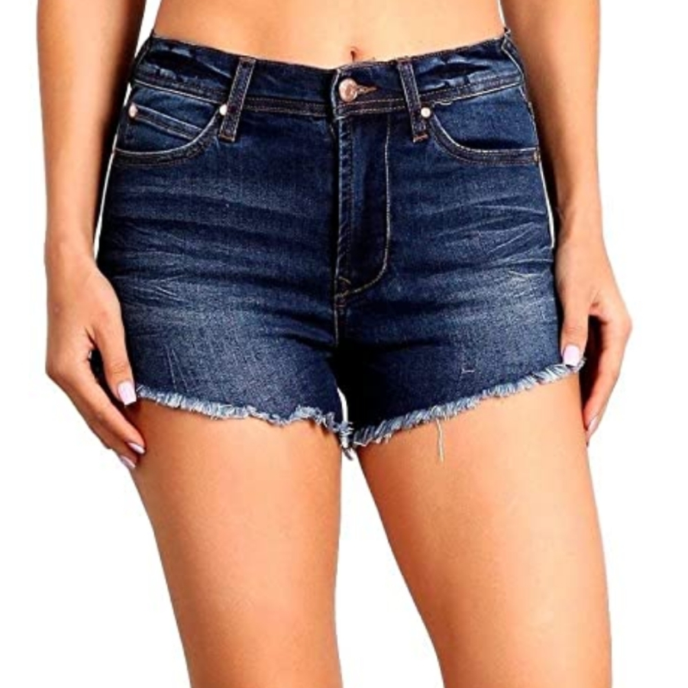 Celebrity pink denim shorts, red - Picture 4 of 8